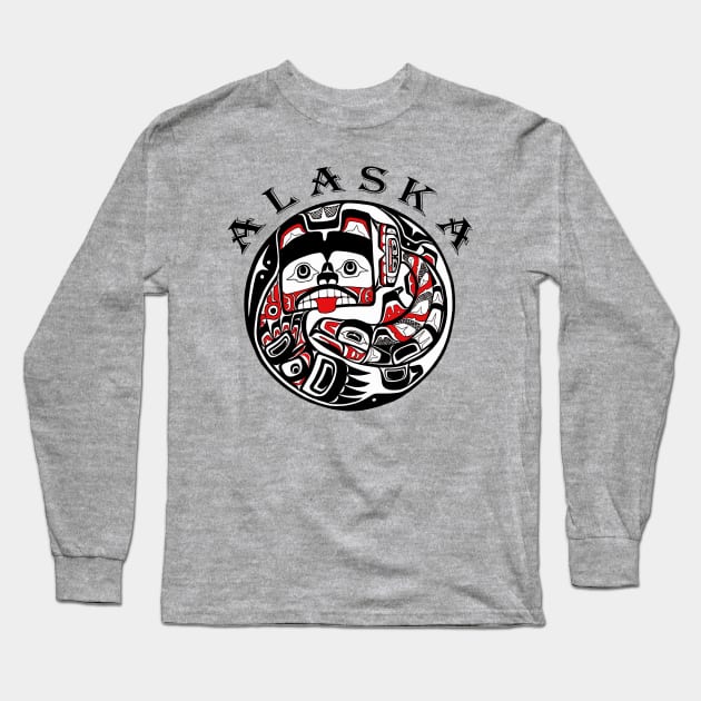 Alaska - Bear and Salmon Long Sleeve T-Shirt by Featherlady Studio